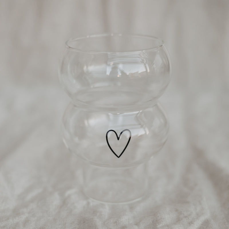 Eulenschnitt Double Bubbles Glas Herz schwarz