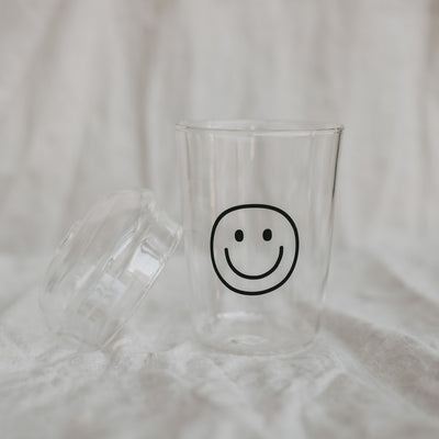 Eulenschnitt Trinkglas Smiley schwarz