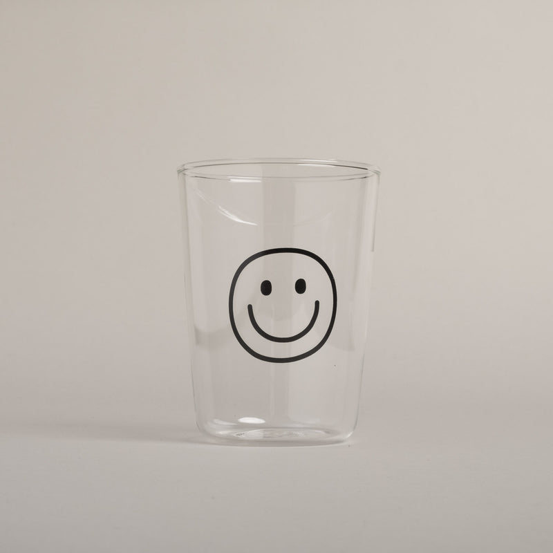 Eulenschnitt Trinkglas Smiley schwarz