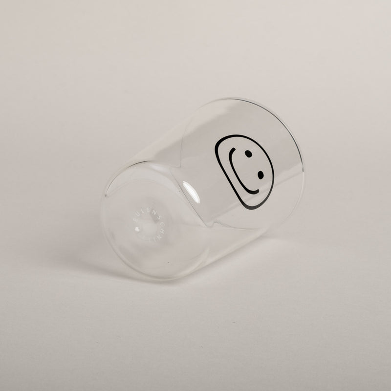 Eulenschnitt Trinkglas Smiley schwarz