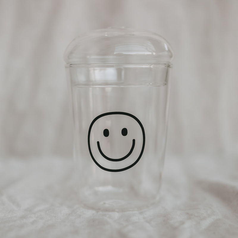 Eulenschnitt Trinkglas Smiley schwarz