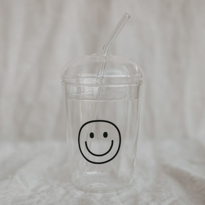 Eulenschnitt Trinkglas Smiley schwarz