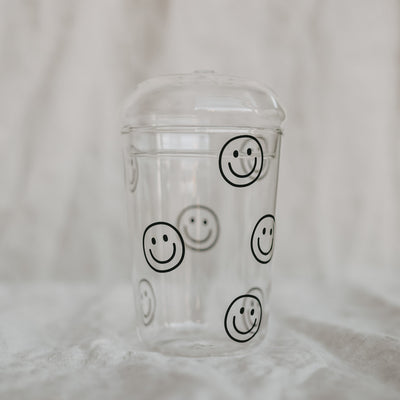 Eulenschnitt Trinkglas Smileys schwarz