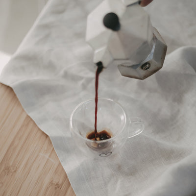 Eulenschnitt doppelwandiges Espressoglas mit Henkel