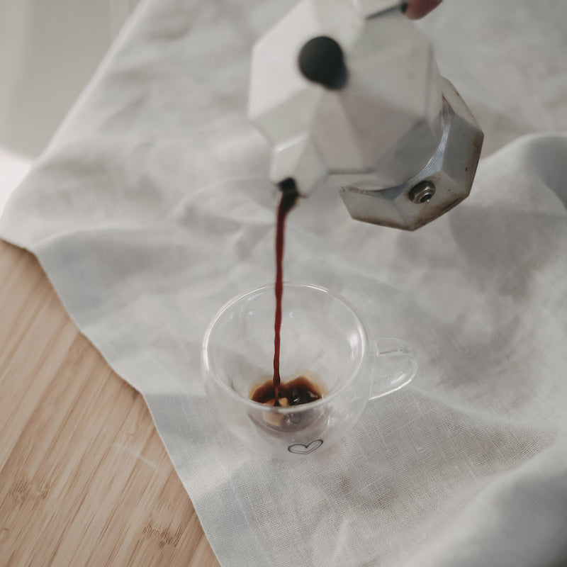 Eulenschnitt doppelwandiges Espressoglas mit Henkel