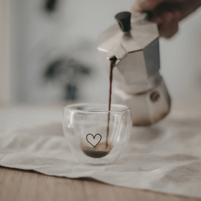 Eulenschnitt doppelwandiges Espressoglas ohne Henkel