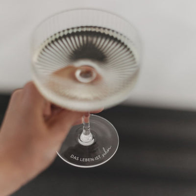 Eulenschnitt Champagnerglas Das Leben ist schön