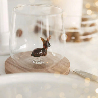 Eulenschnitt Trinkglas Rehfigur