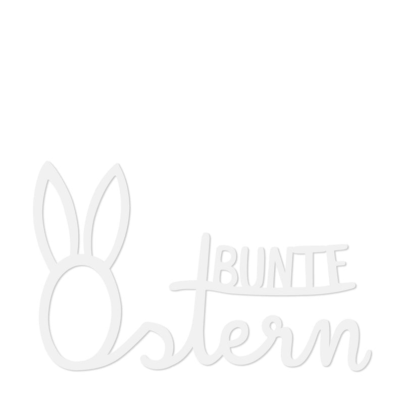 Eulenschnitt Holzschriftzug Bunte Ostern weiß