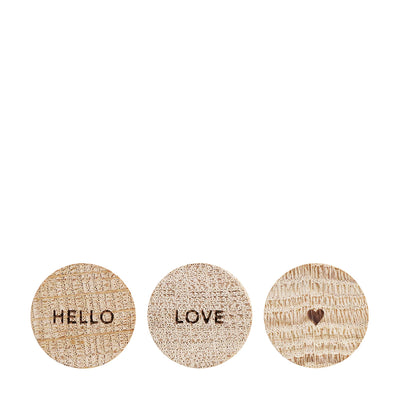 Eulenschnitt Holzmagnet 3er Set Hello Love