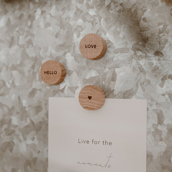 Eulenschnitt Holzmagnet 3er Set Hello Love