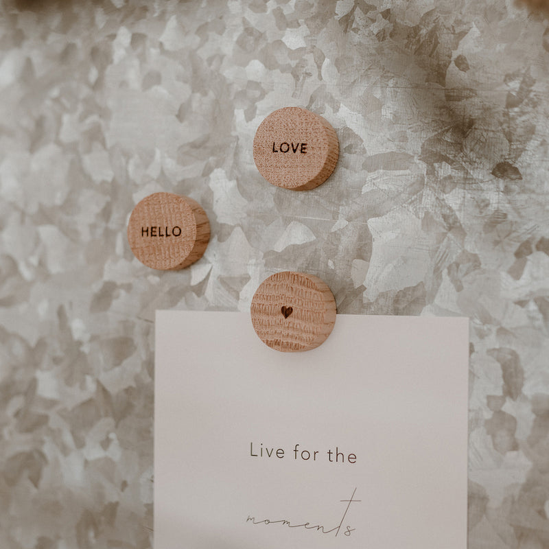 Eulenschnitt Holzmagnet 3er Set Hello Love
