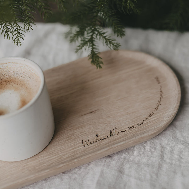 Eulenschnitt Mini Tablett aus Eiche Weihnachten