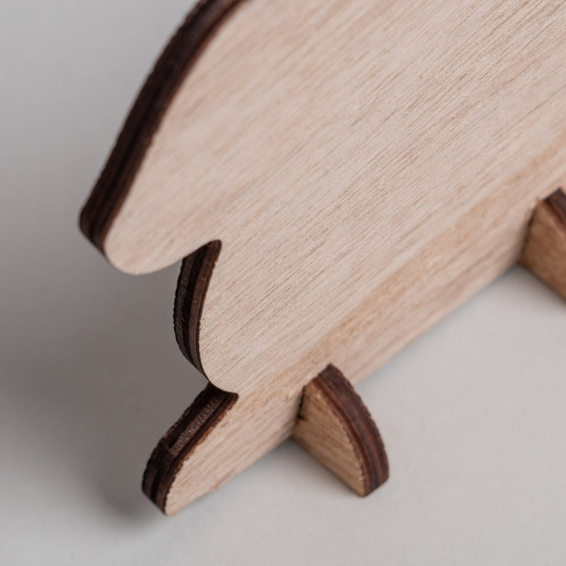 Eulenschnitt Steckhasen Holz 2er-Set naturfarben