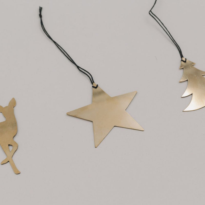Eulenschnitt Dekoanhänger 6er Set goldfarben