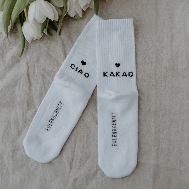 Eulenschnitt Socken Ciao Kakao Größe 43-46 weiß