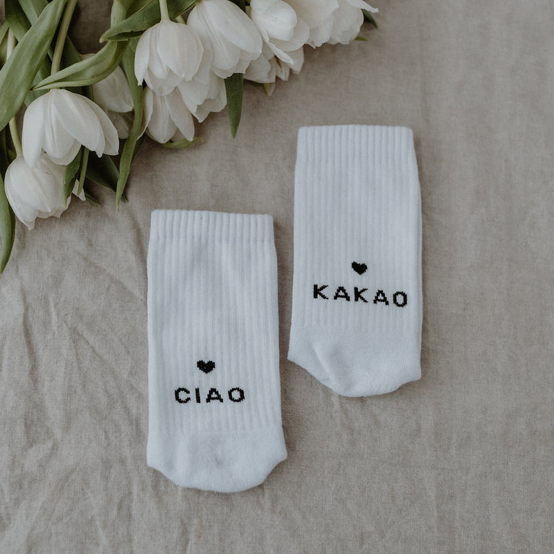 Eulenschnitt Socken Ciao Kakao Größe 43-46 weiß