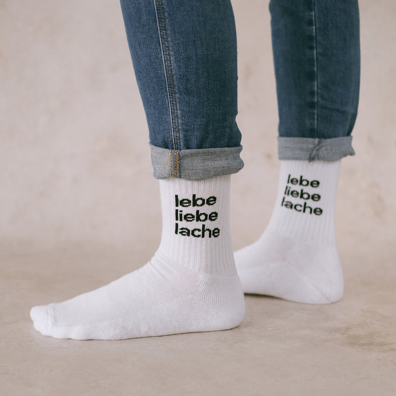 Eulenschnitt Socken Lebe Liebe Lache Größe 43-46