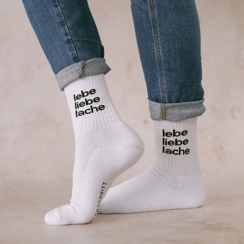 Eulenschnitt Socken Lebe Liebe Lache Größe 43-46