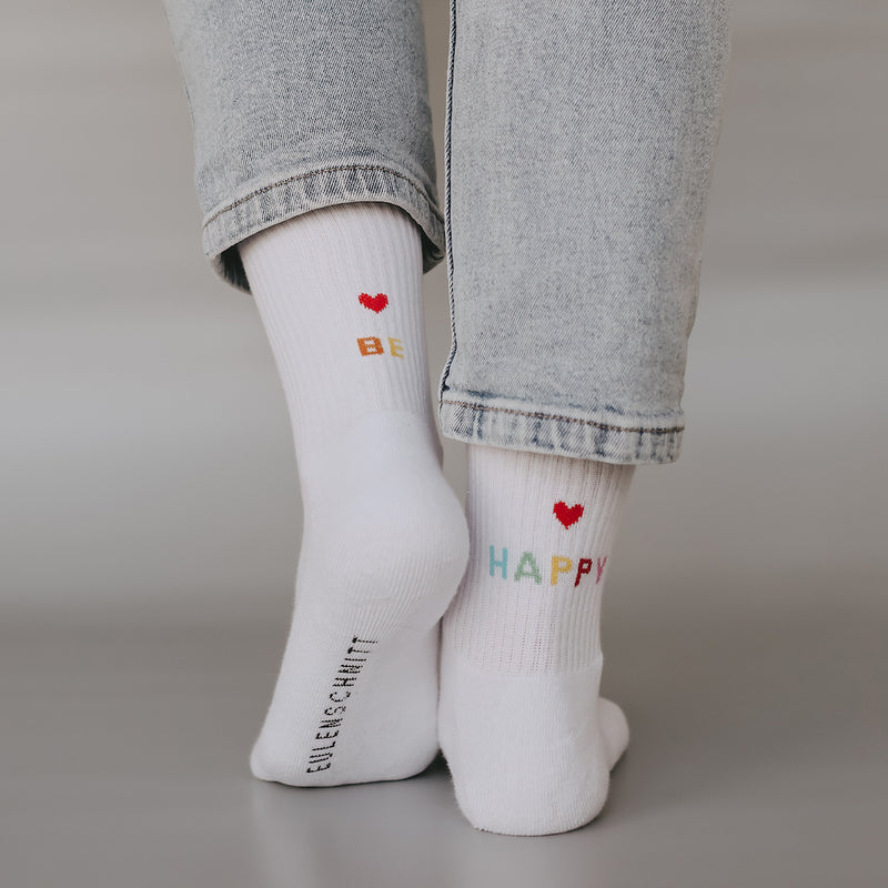 Eulenschnitt Socken Be Happy Größe 39-42 weiß