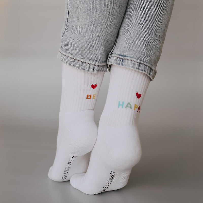 Eulenschnitt Socken Be Happy Größe 39-42 weiß