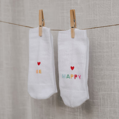 Eulenschnitt Socken Be Happy Größe 39-42 weiß