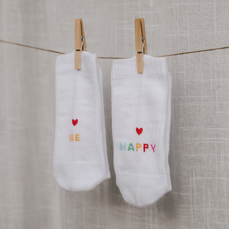 Eulenschnitt Socken Be Happy Größe 39-42 weiß