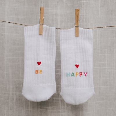 Eulenschnitt Socken Be Happy Größe 39-42 weiß