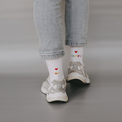 Eulenschnitt Socken Be Happy Größe 39-42 weiß
