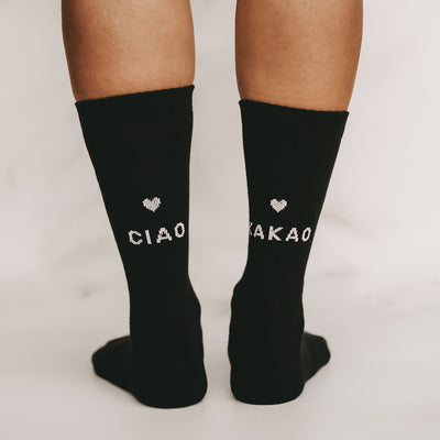Eulenschnitt Socken Ciao Kakao Schwarz Größe 39-42