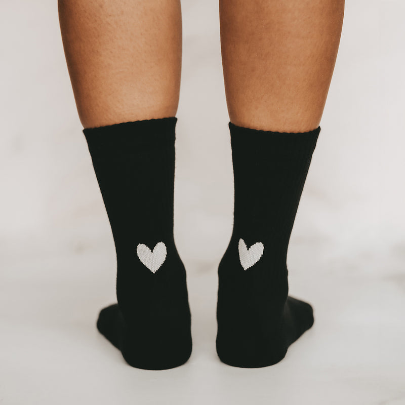 Eulenschnitt Socken Herz Schwarz Größe 39-42