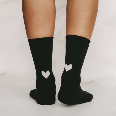 Eulenschnitt Socken Herz Schwarz Größe 39-42