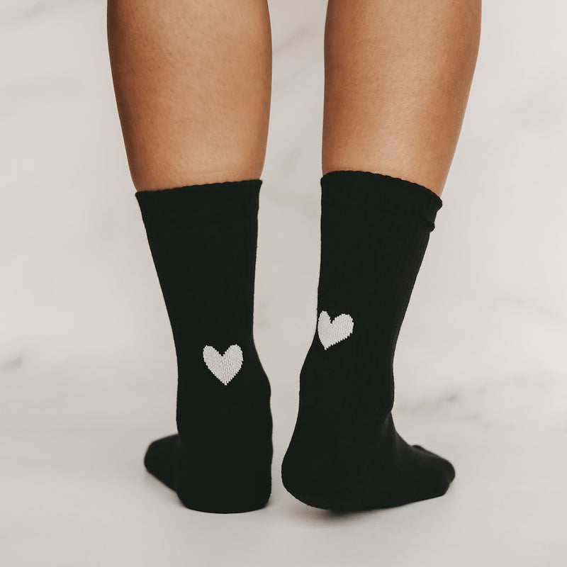 Eulenschnitt Socken Herz Schwarz Größe 39-42