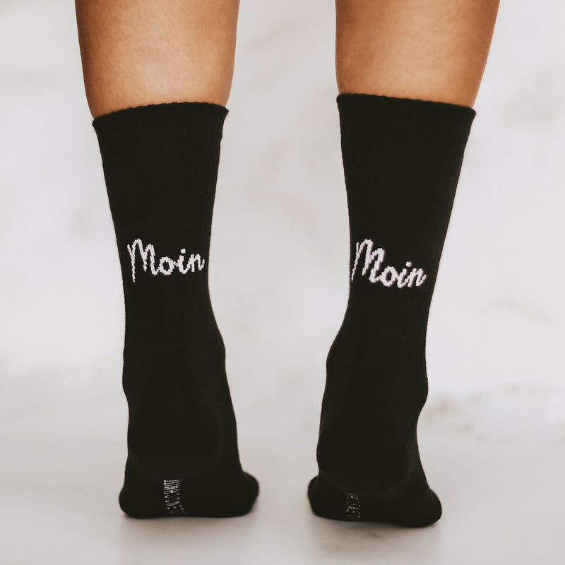 Eulenschnitt Socken Moin Moin Schwarz Größe 35-38