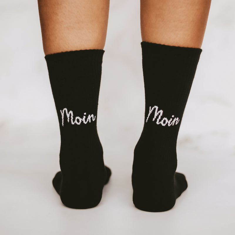 Eulenschnitt Socken Moin Moin Schwarz Größe 35-38