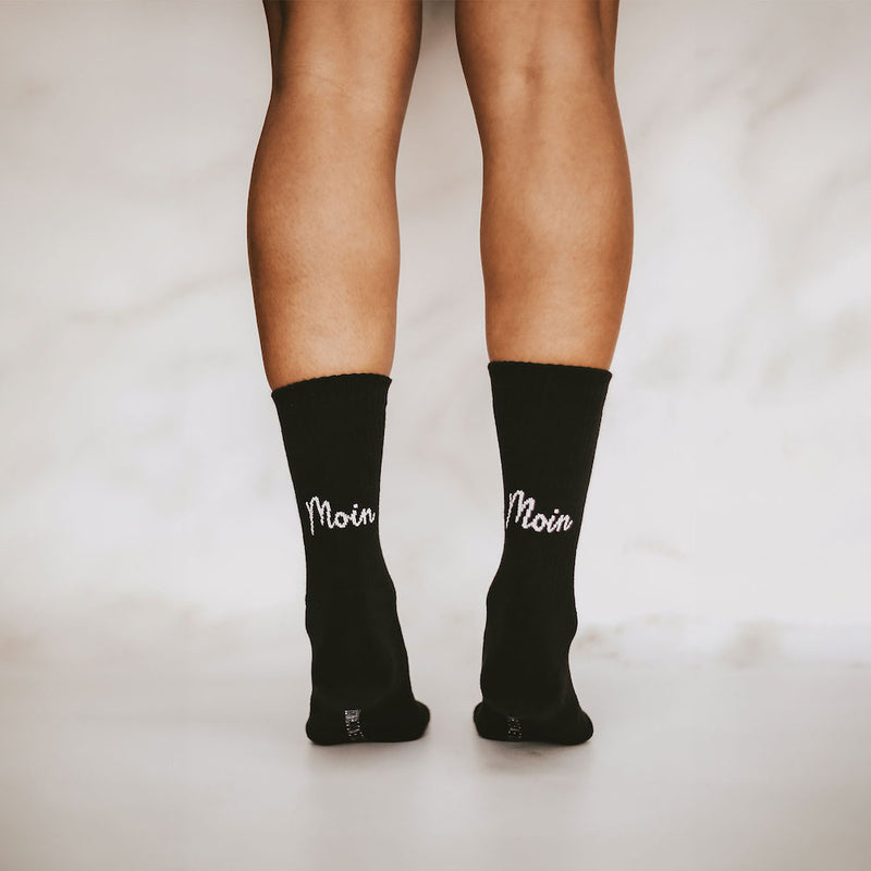 Eulenschnitt Socken Moin Moin Schwarz Größe 39-42