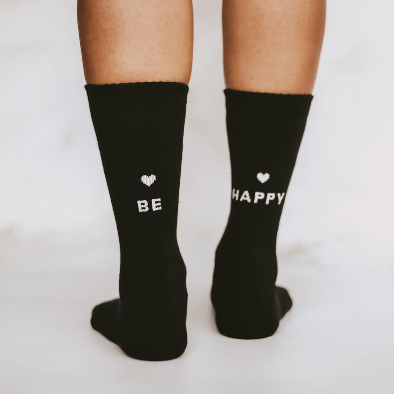 Eulenschnitt Socken Be Happy Schwarz Größe 43-46