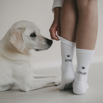 Eulenschnitt Socken Dog Lover weiß Größe 39-42