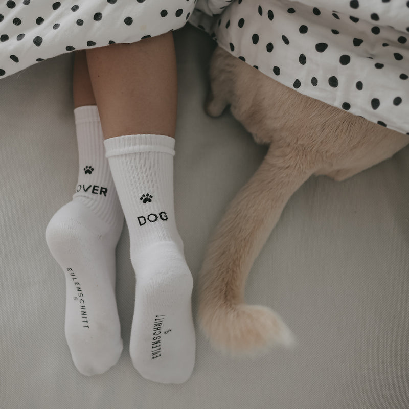Eulenschnitt Socken Dog Lover weiß Größe 39-42