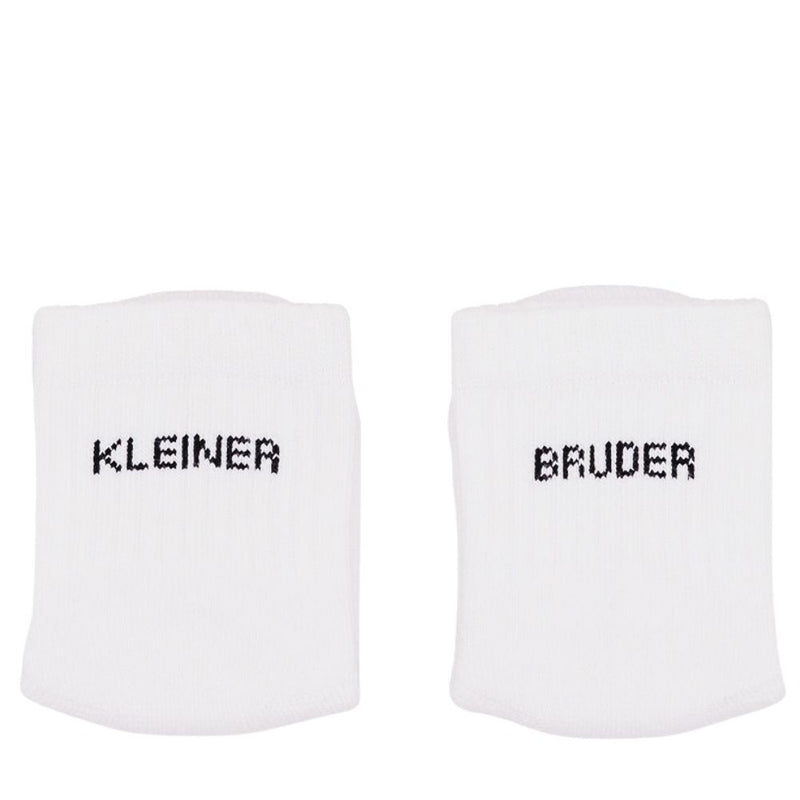 Eulenschnitt Babysocken weiß Kleiner Bruder