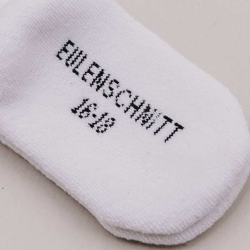 Eulenschnitt Babysocken weiß Herz schwarz