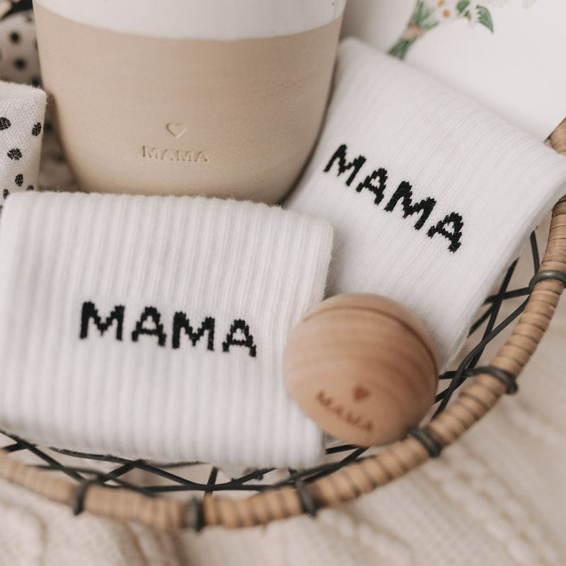 Eulenschnitt Socken weiß Mama L