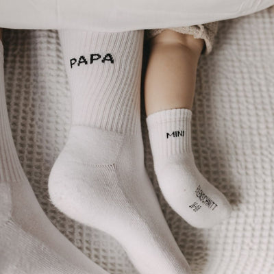 Eulenschnitt Socken weiß Papa M