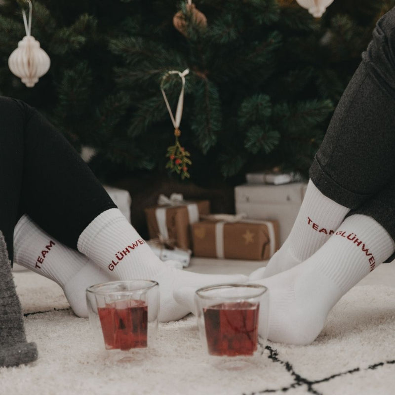 Eulenschnitt Socken weiß Team Glühwein S