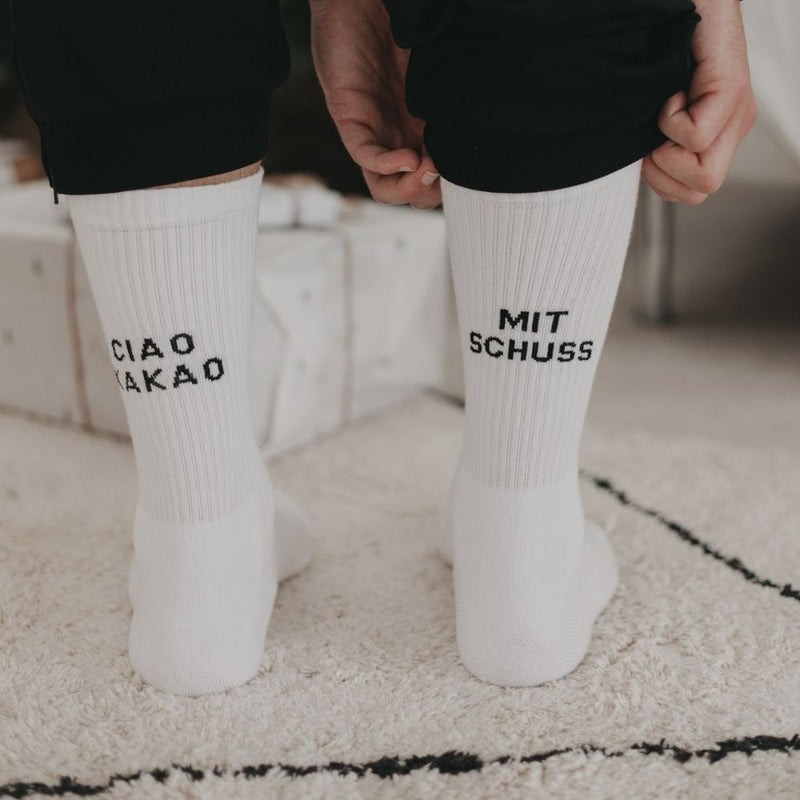 Eulenschnitt Socken weiß Mit Schuss M