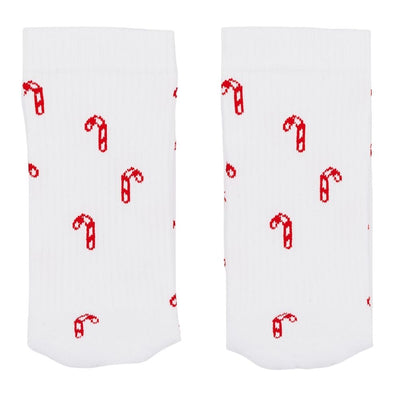 Eulenschnitt Socken weiß Zuckerstangen S