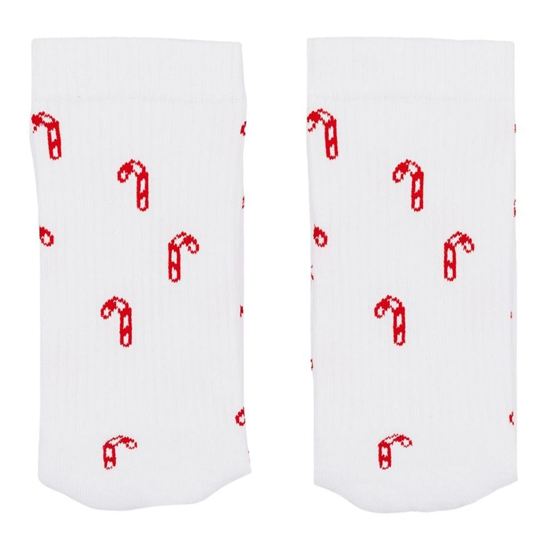 Eulenschnitt Socken weiß Zuckerstangen M