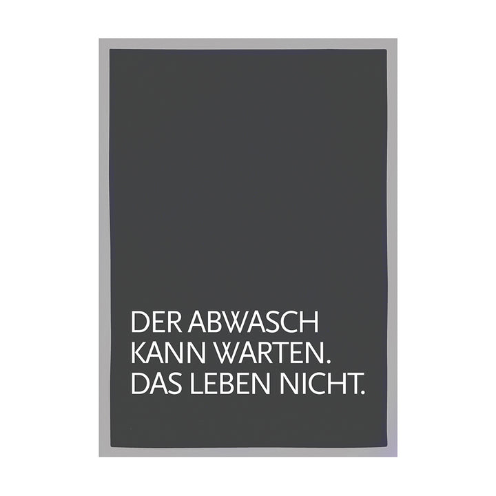 Geschirrtuch Grau Der Abwasch kann warten Weiß