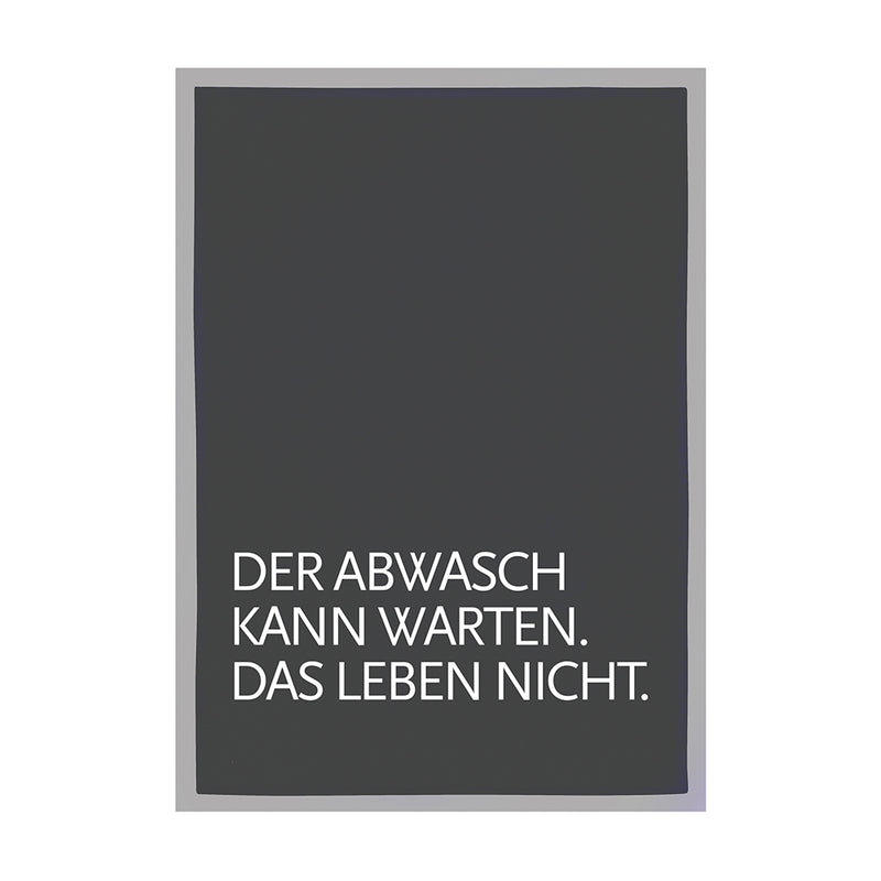 Geschirrtuch Grau Der Abwasch kann warten Weiß