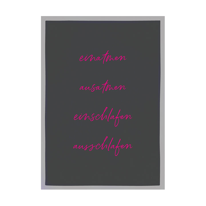 Geschirrtuch Grau Einatmen Ausatmen Neon Pink